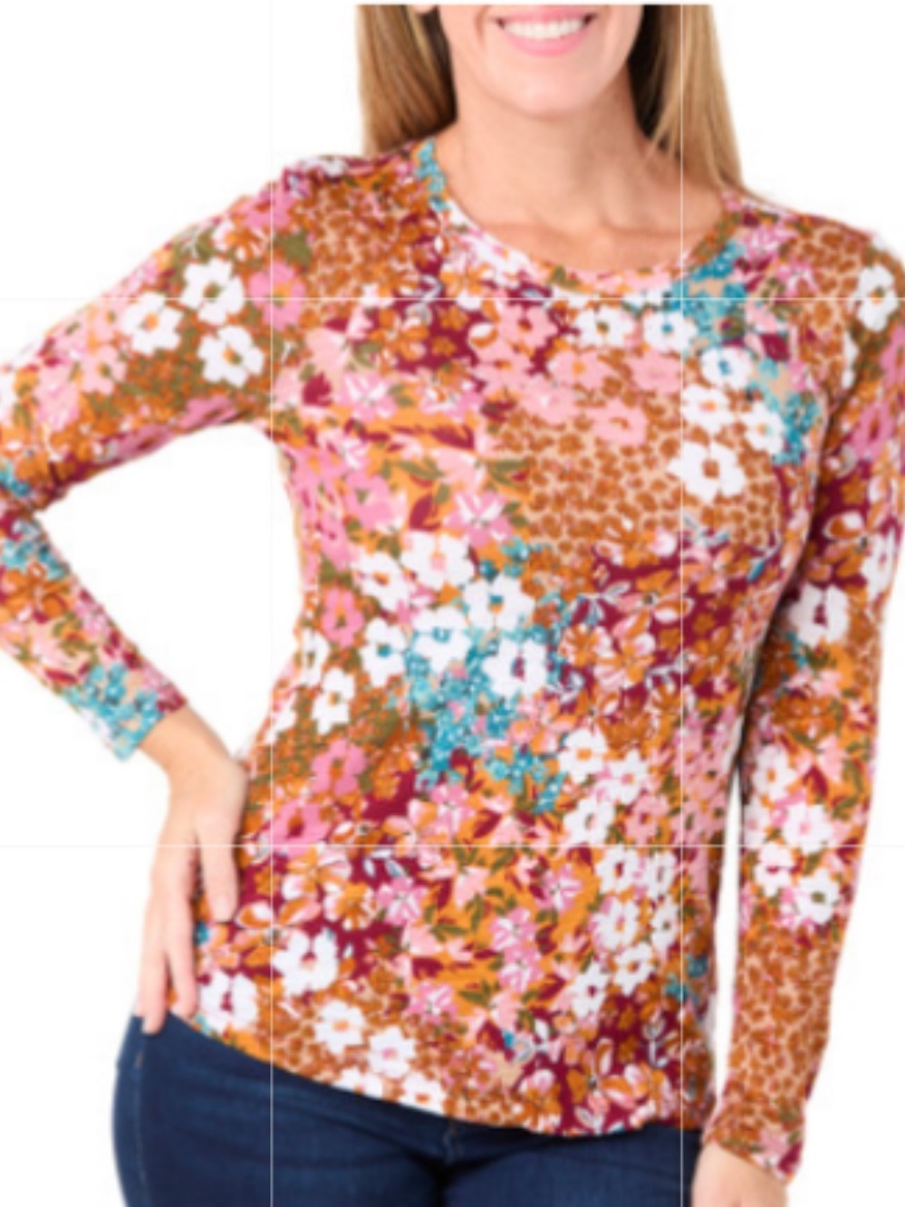 NWT Blue Sol Burgundy Patchwork Long Sleeve Top Size XL